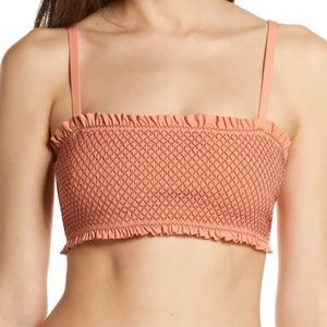 Chelsea28 Smocked Bandeau Ruffle Swim Top